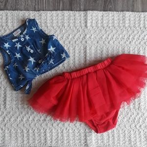 Adorable Cat & Jack Denim and Tul Outfit 6-9Mo